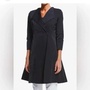 Lafayette 148 New York Black Swing Dress Topper Trench Coat Women’s Size 8.